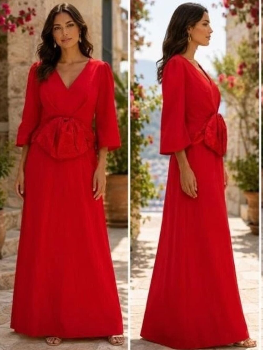 Sachin & Babi Vibrant Red Crepe Bow Dress